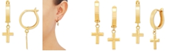 Macy's Cross Dangle Hoop Earrings in 10k Gold